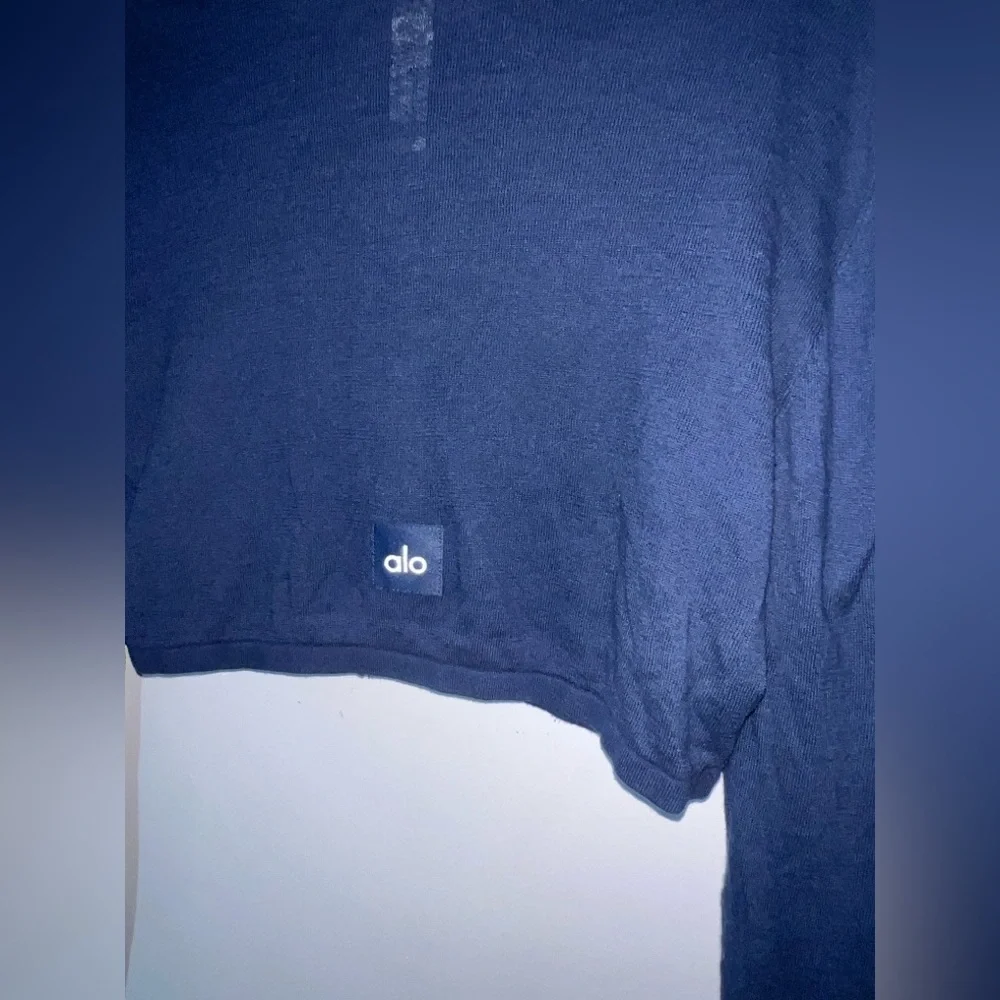 Alo Yoga Supernatural Navy Cropped Sweater Cardigan Small
